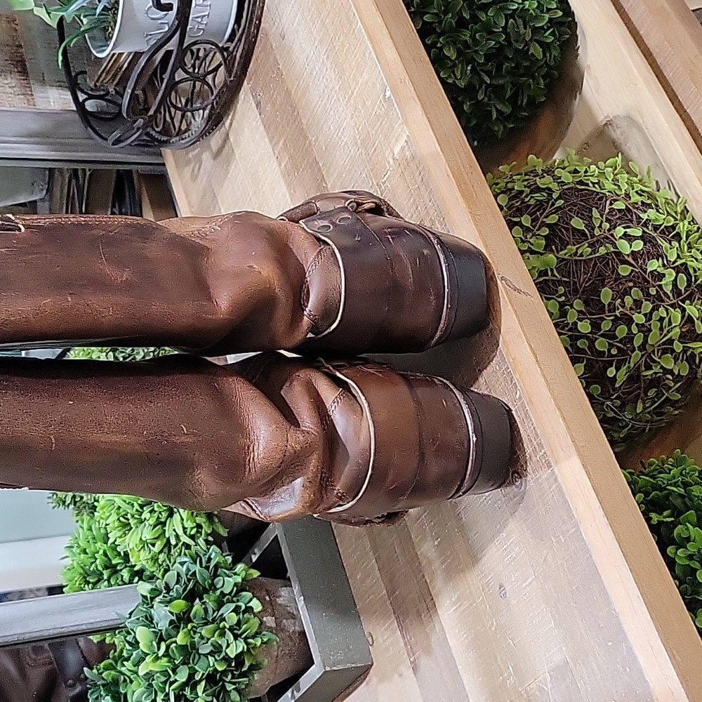 FRYE Women's Harness Boots Rustic Brown Low Heeled, Sz 10, Western, Moto, Biker - Picture 6 of 11